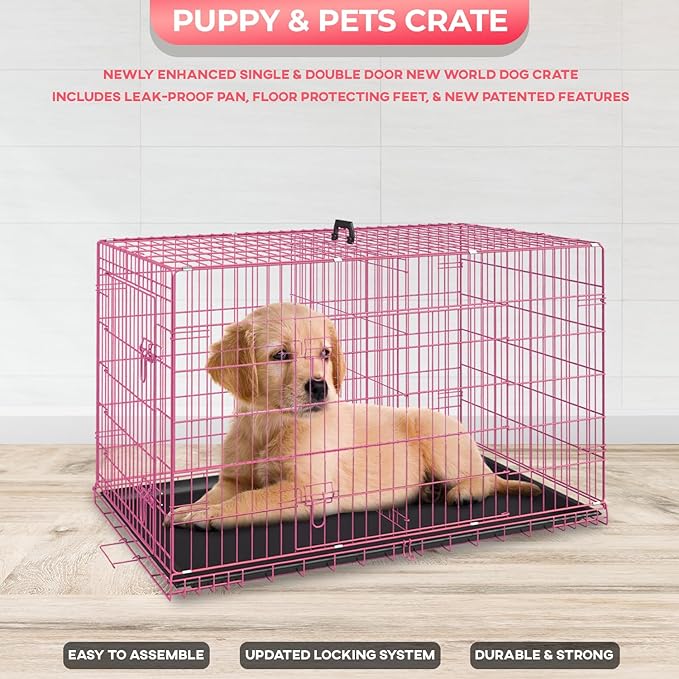 FDW Dog Crate for Small Dogs 24 Inch Folding Metal WirePet Cage Double Door - Image 4