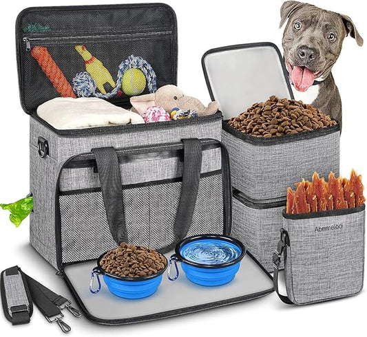 6 Set Dog Travel Bag, Large Pet Travel Kit by Abrimelodi
