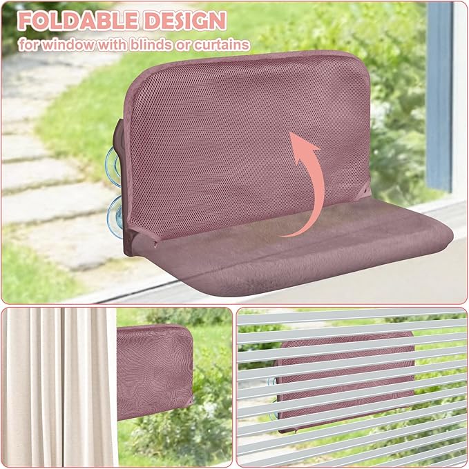 2 Pack Cat Window Perch, Cat Window Hammock Cordless Foldable Window Bed - Image 5