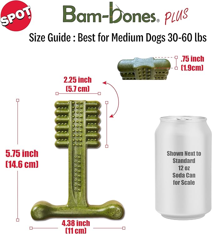 SPOT Bam-Bones Plus Toothbrush Dog Chew Toy - Image 5