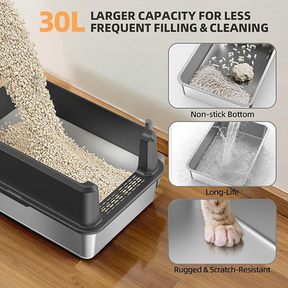 WoofiGo Enclosed Stainless Steel Cat Litter Box - Image 5