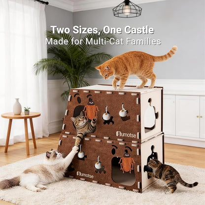 Felt Cat Bed Cave for Indoor Cats, Modular Tunnel Hideaway House for Large Cats - Image 3