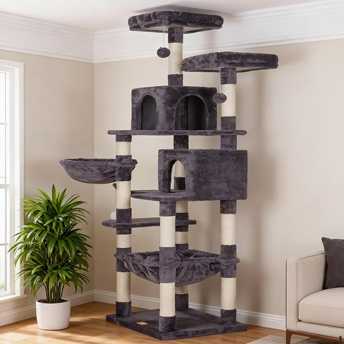 Heybly Cat Tree, 70 inches Tall Cat Tower condo - Image 9