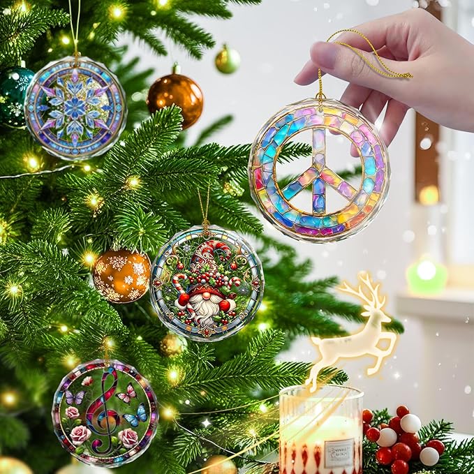 Stained Glass Peace Sign Ornament, Christmas Decorations Ornaments, Gift Idea - Image 4