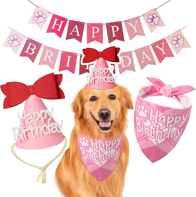 Dog Birthday Party Decoration, Pet Birthday Bandana Set by SharelovespreadjoychooseGOHERII