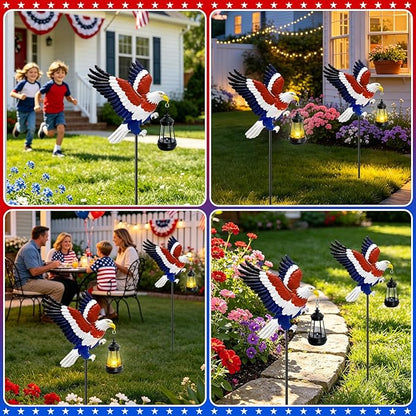 4th of July Independence Day Solar Eagle Garden Lantern Outdoor, Patriotic Bald - Image 5