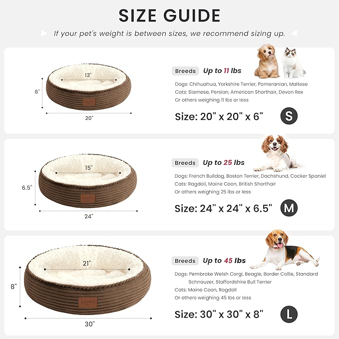 Love's cabin Round Donut Cat and Dog Cushion Bed, 20in Pet Bed - Image 4