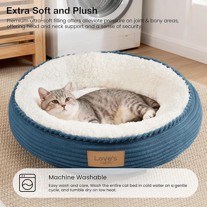 Love's cabin Round Donut Cat and Dog Cushion Bed, 20in Pet Bed - Image 7