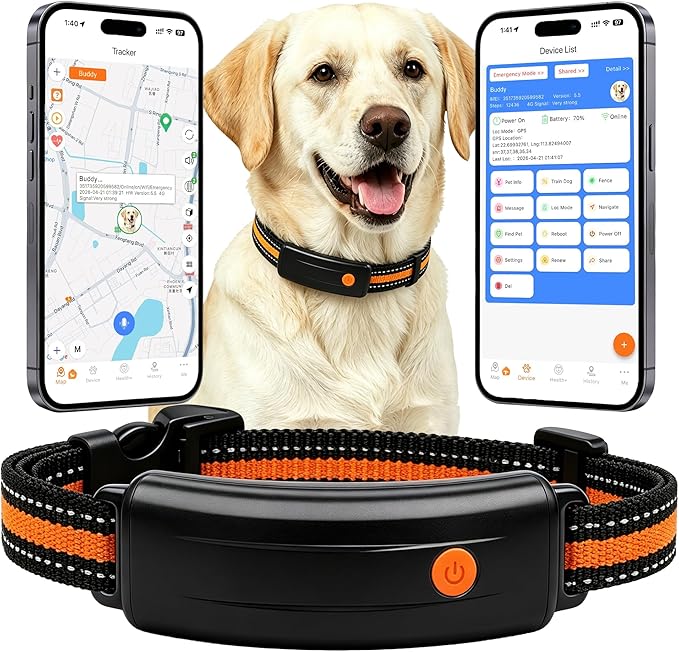 4G LTE GPS Pet Tracker & Virtual Fence, Real-Time Location, Heart Rate & by YIXXI