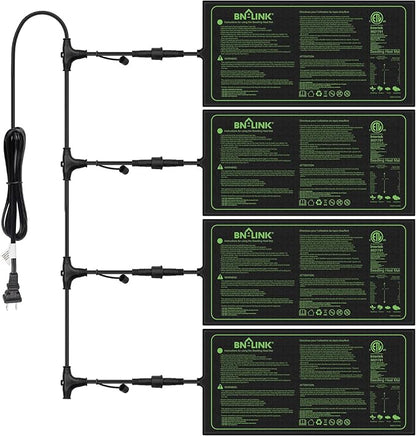 BN-LINK Seedling Heat Mat for Seed Starting 10" x 20.75", 4 Pack Daisy by BN-LINK