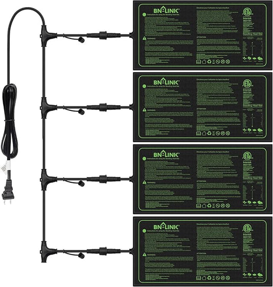 BN-LINK Seedling Heat Mat for Seed Starting 10" x 20.75", 4 Pack Daisy by BN-LINK