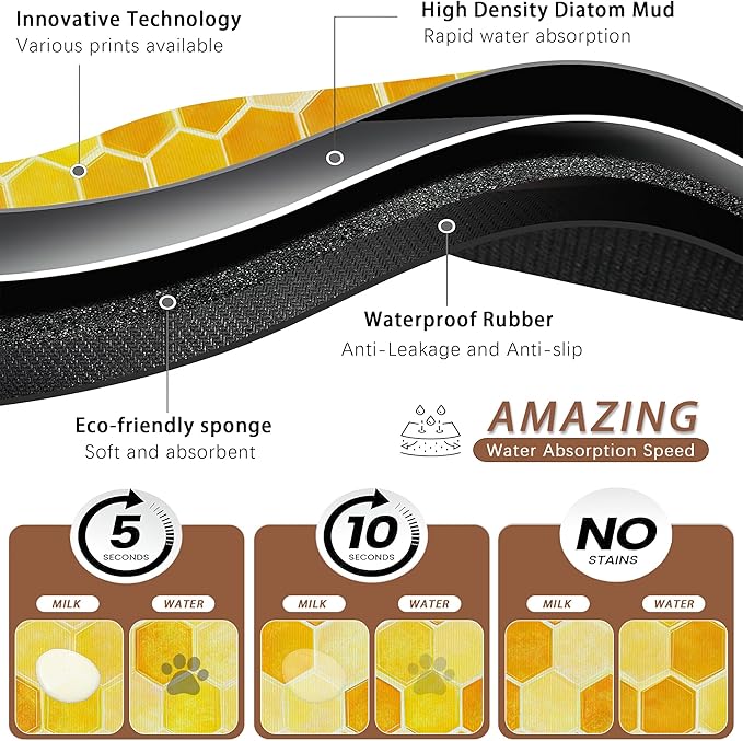 Honeycomb Bee Geometric Dog Food Mat - Image 3
