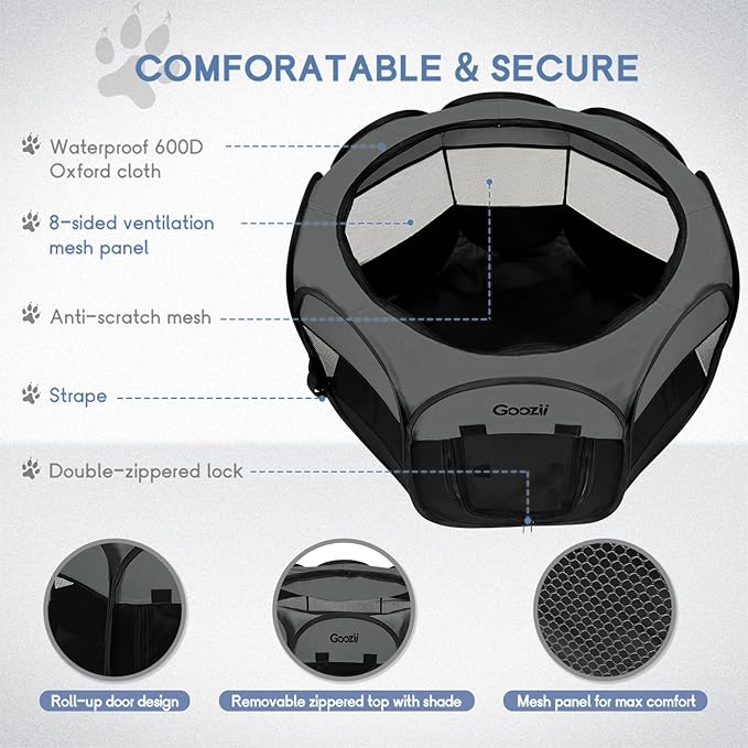 Goozii Portable Dog Playpen for Large Dogs, Collapsible Puppy Pet Cat Playpen - Image 5