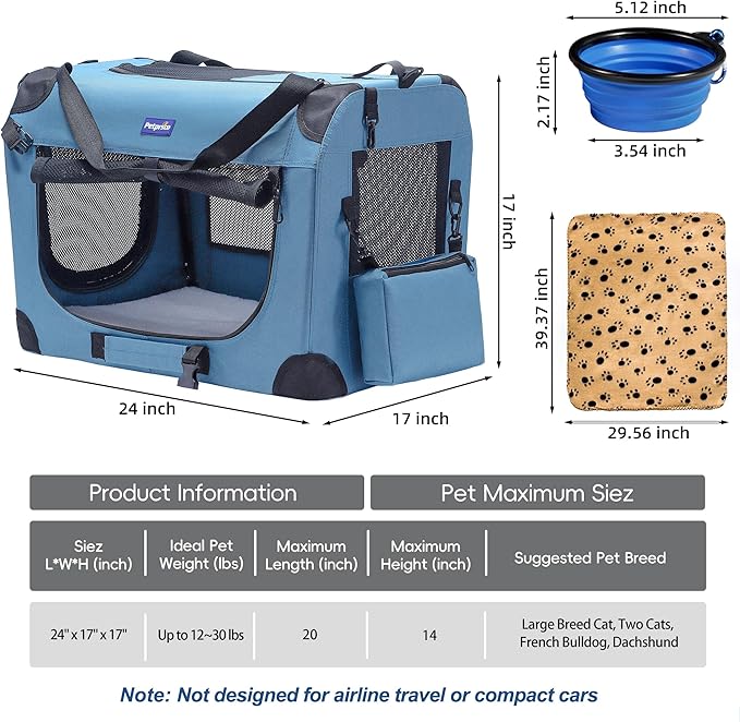 Petprsco Portable Collapsible Dog Crate, Travel Dog Crate 24x17x17 - Image 3