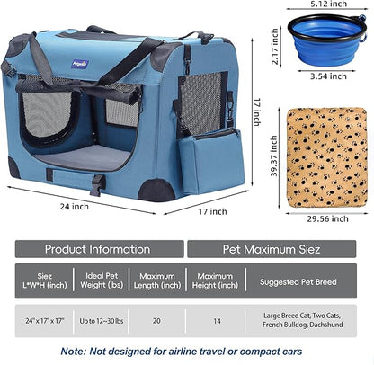 Petprsco Portable Collapsible Dog Crate, Travel Dog Crate 24x17x17 - Image 3