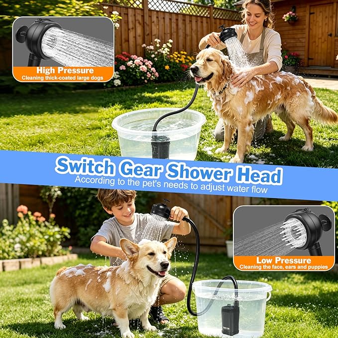 FLY2SKY Portable Shower Pump 6000mAh Detachable Shower Head Hose Pet Bathing - Image 7