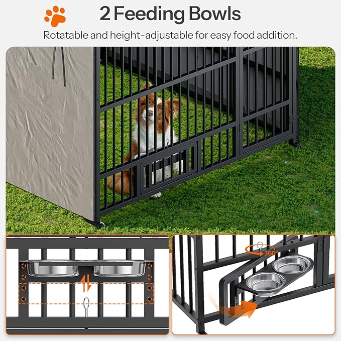 HOOBRO Dog Kennel Outdoor with Cover, 6.6 x 6.6 x 6.4 ft Dog Kennel Outside - Image 6