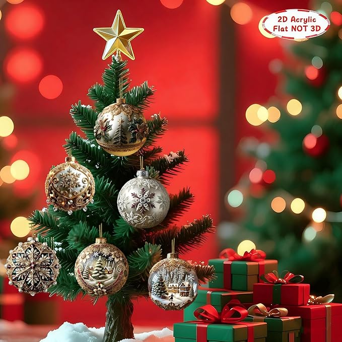 12 Pcs Christmas Ornaments Decorations Xmas Ball Hanging Ornaments 2D Acrylic - Image 3