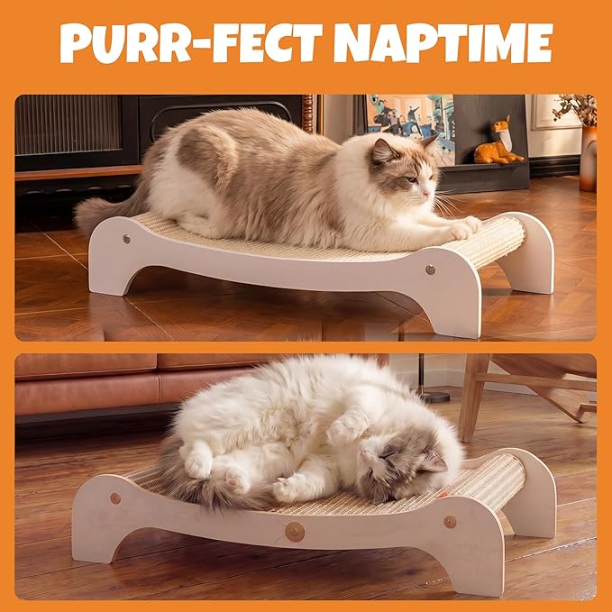 Cat Scratcher Bed for Indoor Cats, Large Wooden Hammock - Image 4