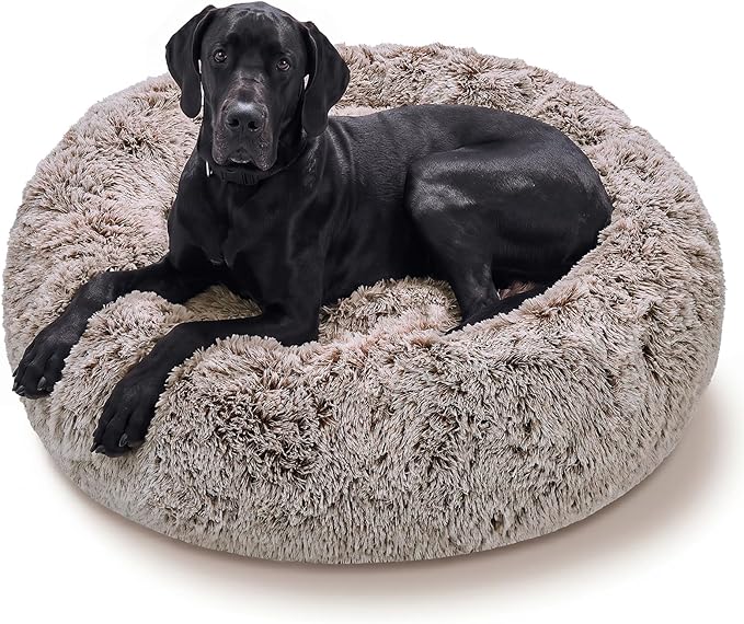 JOLLYVOGUE Dog Beds Large Sized Dog, Calming Anti-Anxiety Dog Bed, Fluffy Donut by JOLLYVOGUE