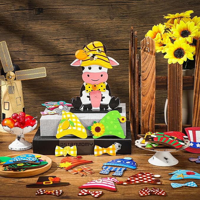 42 Pcs Summer Lemon Interchangeable Cow Figurine Farmhouse Holiday Cow Office - Image 4