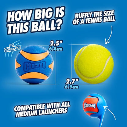 Chuckit! Ultra Squeaker Balls for Dogs, Floating Water Pet Toys, Durable Rubber - Image 3
