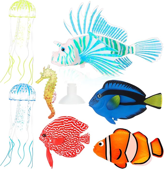 Weewooday 7 Pieces Artificial Fish Colorful Fake Fish Glowing Effect Aquarium by Weewooday