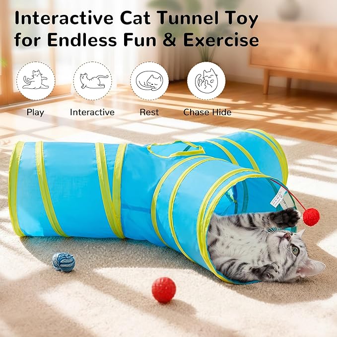 Tempcore Cat Tunnel for Indoor Cats, 3-Way Collapsible Play Tunnel - Image 3