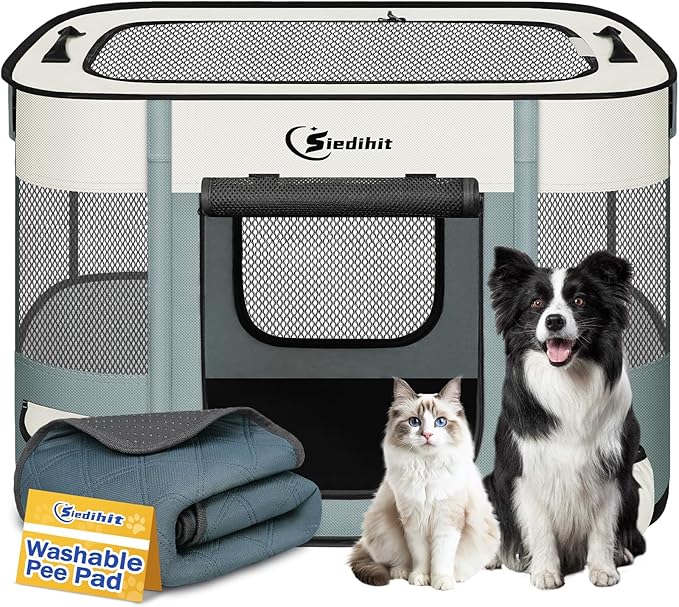 Dog Playpen, Cat Pet Puppy Pen, Portable Playpens by Siedihit
