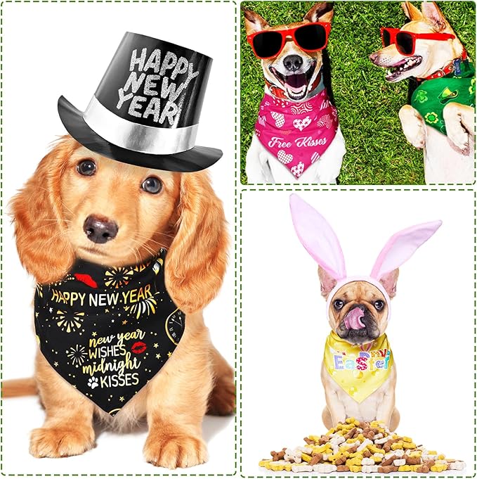 Weewooday 9 Pcs Holiday Dog Bandanas Seasonal Red White and Blue Bandanas - Image 5