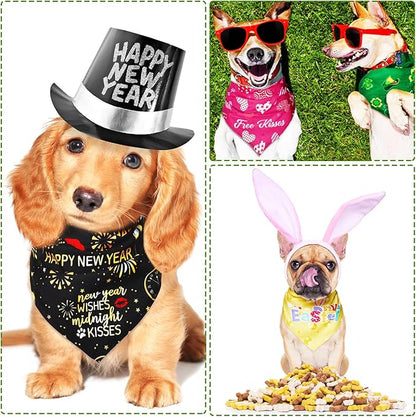 Weewooday 9 Pcs Holiday Dog Bandanas Seasonal Red White and Blue Bandanas - Image 5