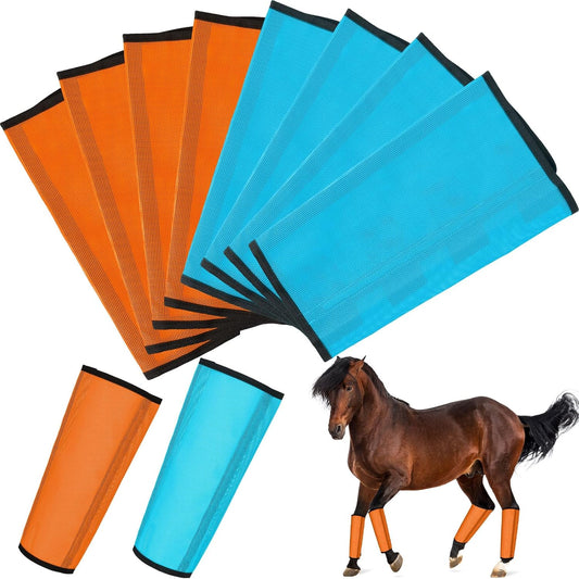 8 Pcs Mesh Fly Boots for Horse Breathable Mesh Horse Boots Protective Horse Leg Wraps Horse Leggings for Preventing Flies and Mosquitoes Bites (Light Pink, Dark Pink)