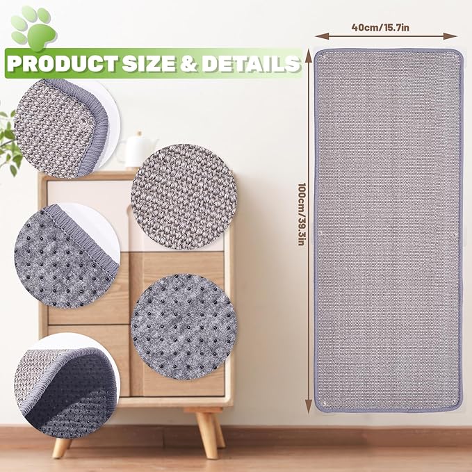 Natural Sisal Cat Scratcher Mat, Wall Scratcher Carpet, Cat Climbing Wall - Image 2