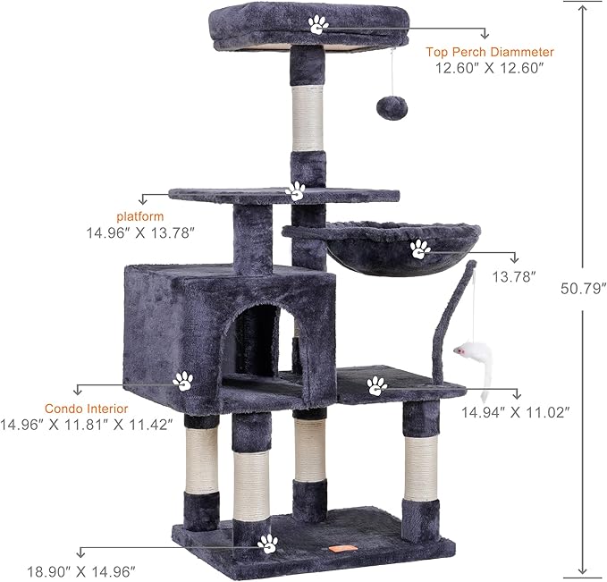 Heybly Cat Tree with Toy, Cat Tower condo - Image 3