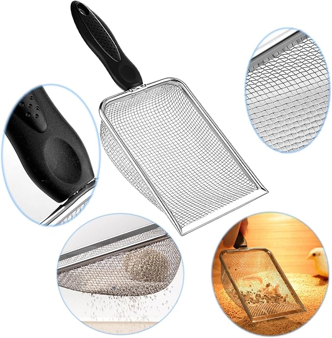 Cat Litter Scoop, Stainless Steel Cats Sturdy Mesh Scooper Kitty Metal Scooper - Image 4