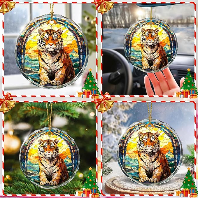 Tiger Stained Glass Ornament, Animal Ornaments - Image 6