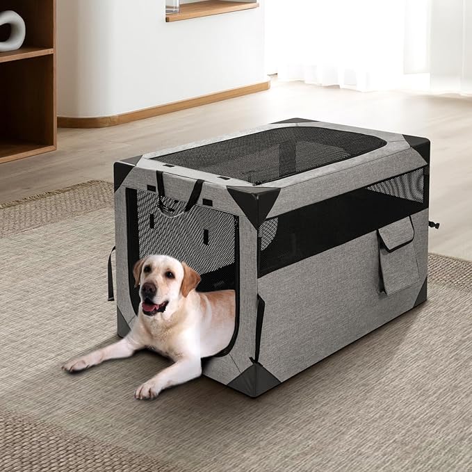 Zikopomi 30 Inch Portable Travel Dog Crate, 3 Door Collapsible Soft Pet Kennel - Image 6