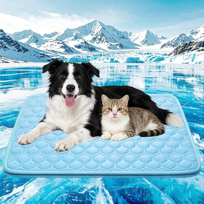 Cooling Mat for Dogs, Thick Breathable Dog Cooling Mat Q-MAX>0.45, Dog Cooling by Mannice