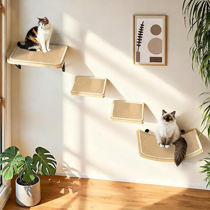 Cat Floating Wall Shelf with Scratching Mat, Support to 30 LBS - Image 8