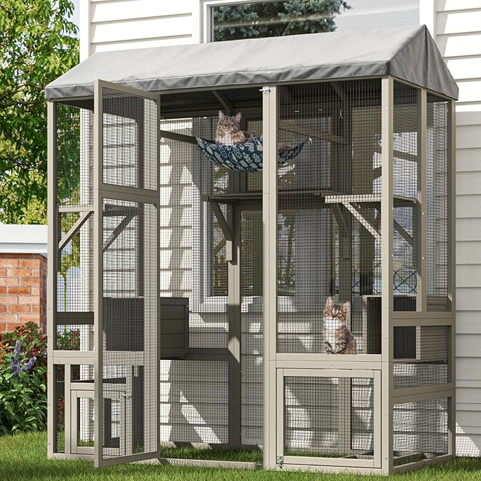 TIMHAKA 71 inch Large Catio Outdoor Cat Enclosure, Cat Catio by TIMHAKA