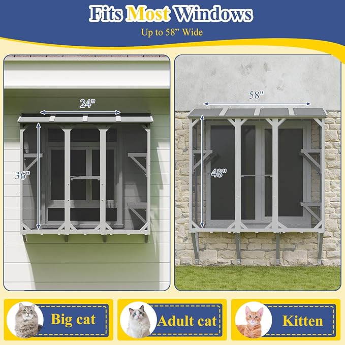 PetsCosset Cat Window Box Wooden Window Catio - Image 9