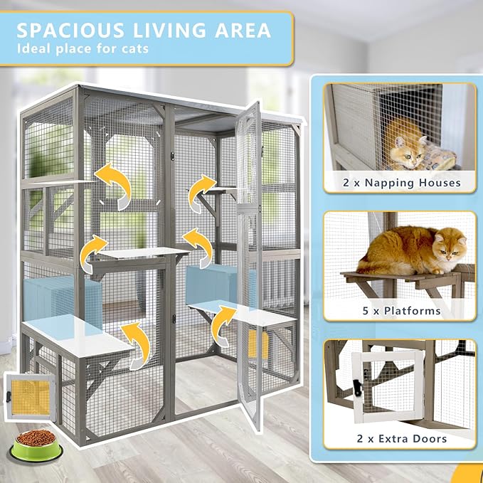 Ketive Catio Outdoor Cat Enclosure Large Window Cat House Walk in Kitty Cage - Image 4