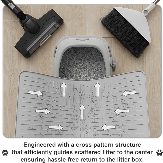 OHMO Cat Litter Mat Trapping Mat Premium Silicone Rubber 23.5x16 Ash Grey - Image 4