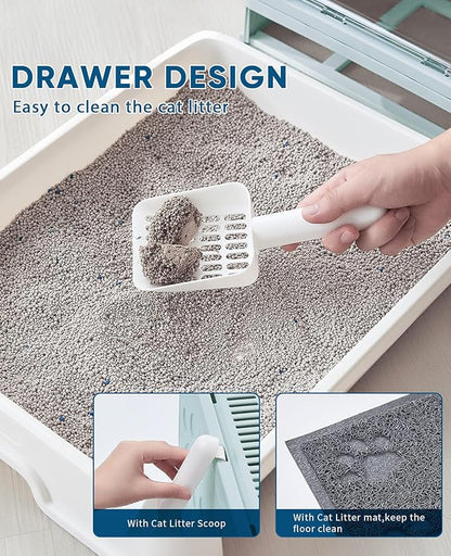 Medario Cat Litter Box with Litter Mat and Scoop, Large Covered Litter Box with - Image 5
