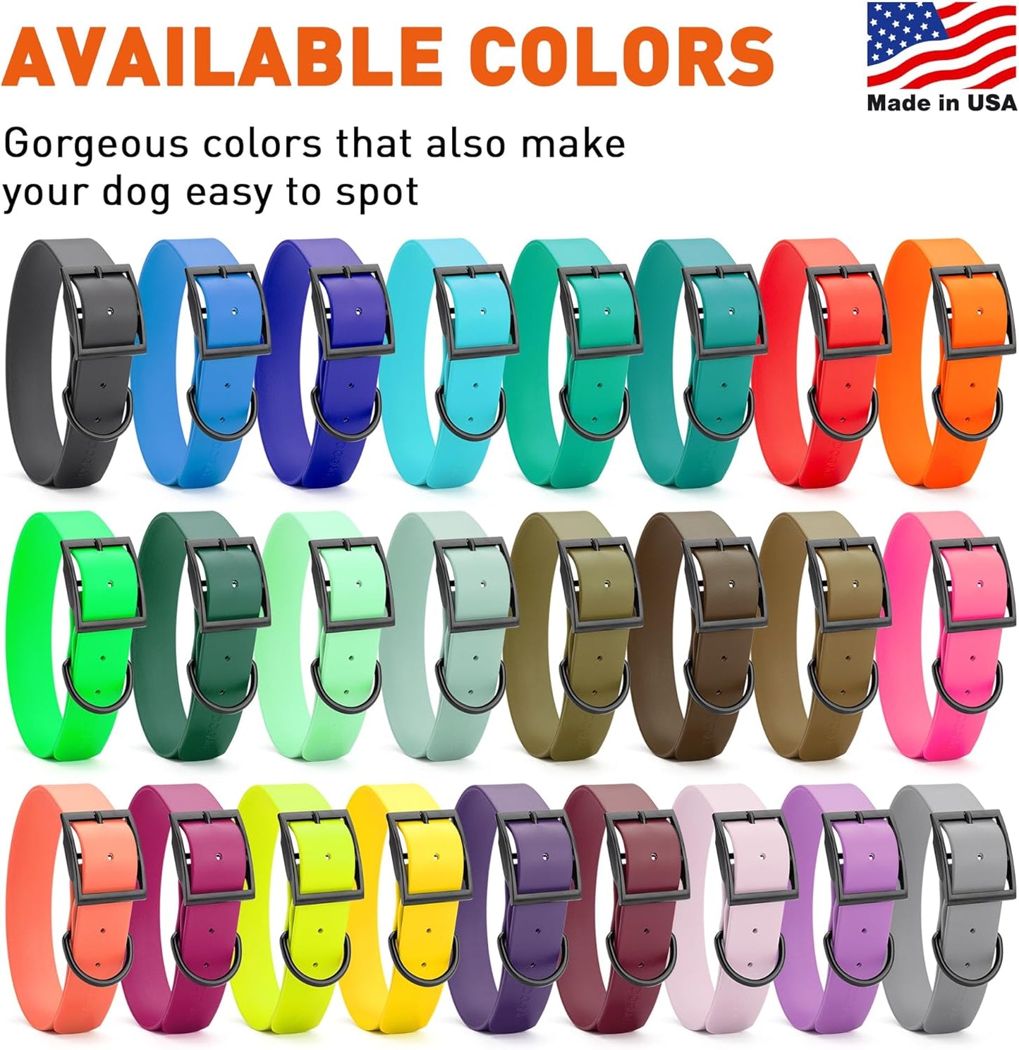 Dogline Biothane Waterproof Dog Collar Strong Coated Nylon Webbing with Black Hardware Odor- Proof for Easy Care Easy to Clean High Performance Fits Small Medium or Large Dogs, Passionfruit Pink