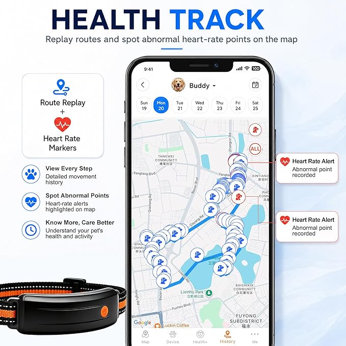 4G LTE GPS Pet Tracker & Virtual Fence, Real-Time Location, Heart Rate & - Image 7