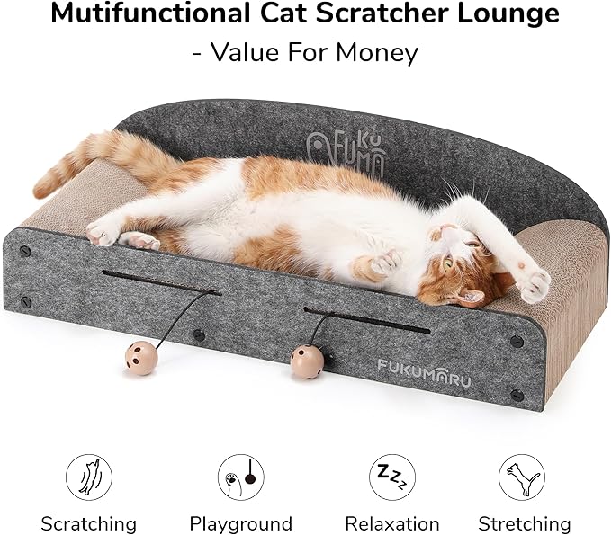 FUKUMARU 26 Inch Large Cat Scratcher Bed, 2 Reversible Cardboard Cat Scratch - Image 2