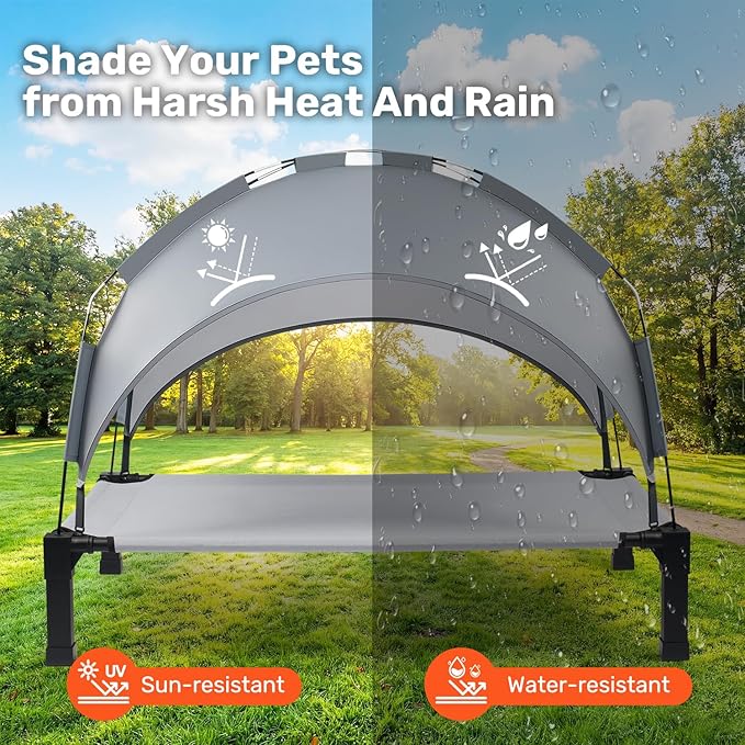 Heeyoo Elevated Dog Bed with Removable Canopy, Portable Dog Cot with Sun - Image 2