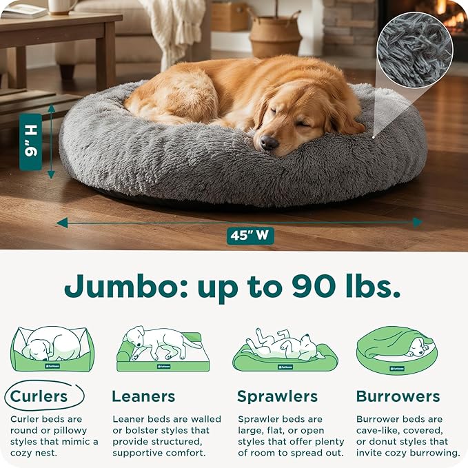 FurHaven 45" Calming Donut Dog Bed - Image 3