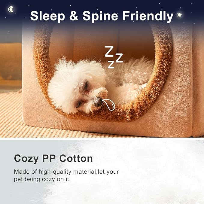 JIUPETY Dog House Dog Bed with Cover Cave with Non-Slip Bottom, M Size Tent Bed - Image 3
